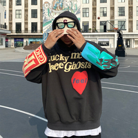Kanye West napis Graffiti Print Plus aksamitna bluza mężczyźni polar Harajuku bluza z kapturem Hip Hop Stranger Things bluzy z kapturem 5